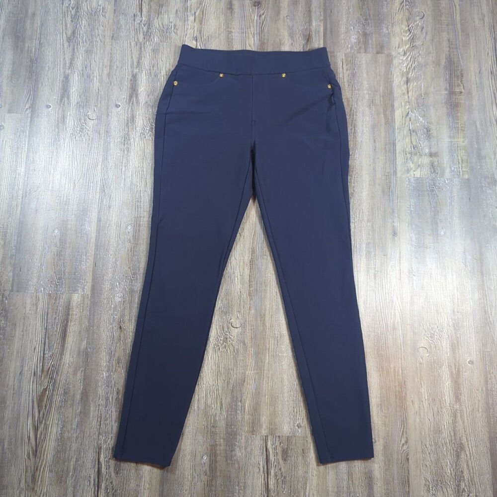 Michael Kors Womens Blue Pants Skinny Jeggings Size M Back Pockets Gold Accents